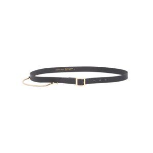 MARTINA MORI Black Made In Italy Leather Belt With Metal Chain Hang Off Accent